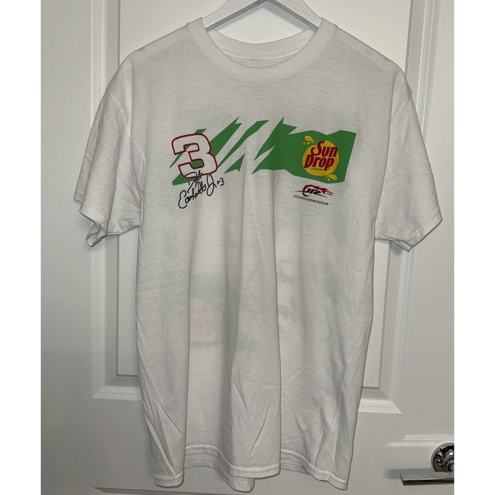 Men's Dale Earnhardt Jr. Sun Drop White T-Shirt Size Large NASCAR Racing